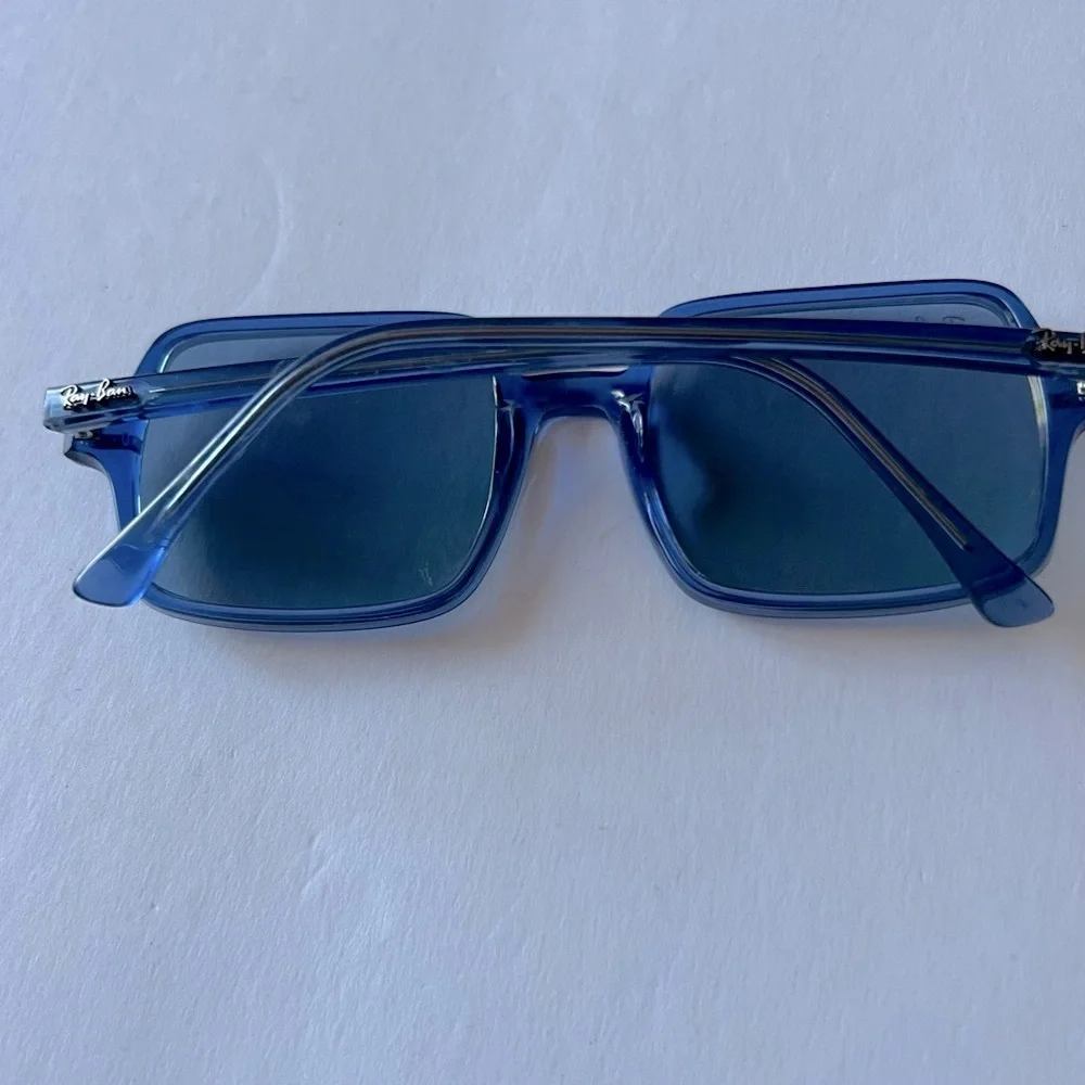 RAY-BAN WOMENS SQUARE II RB  1973 6587 SUNGLASSES TRUE BLUE TRANSPARENT NWOT